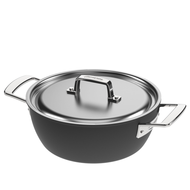 Patelnia głęboka Demeyere Black 5 z pokrywą 24 cm | BESTSELLER