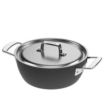 Patelnia głęboka Demeyere Black 5 z pokrywą 24 cm | BESTSELLER