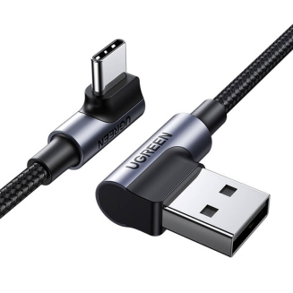 Kabel UGREEN US176 USB-A-USB-C 2m kątowy (czarny) - 2