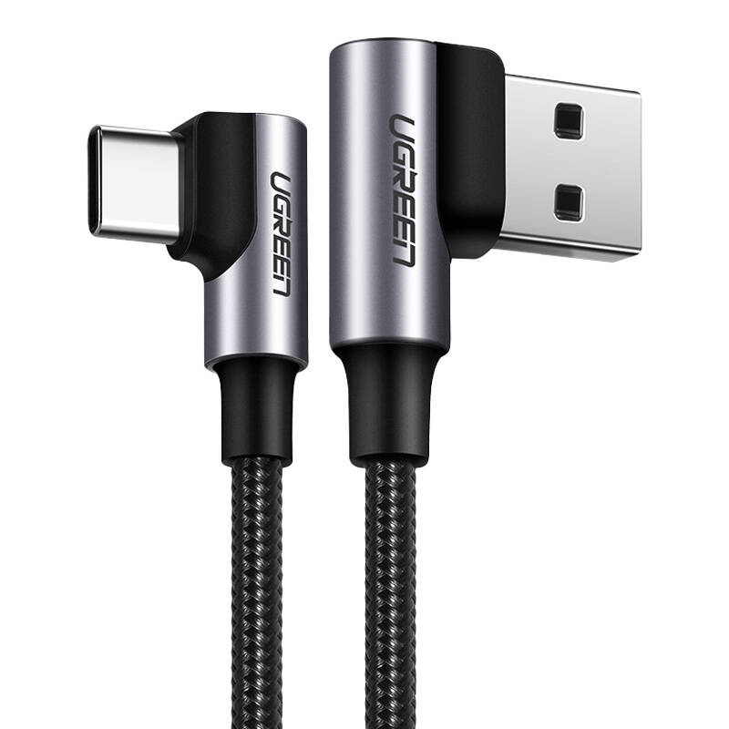 Kabel UGREEN US176 USB-A-USB-C 2m kątowy (czarny)