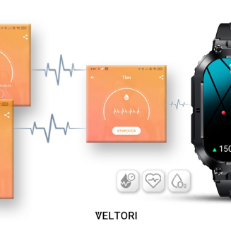 Smartwatch VELTORI VT200-1 Czarny Pasek Silikonowy - 10