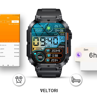 Smartwatch VELTORI VT200-1 Czarny Pasek Silikonowy - 12