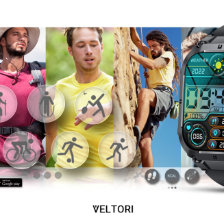 Smartwatch VELTORI VT200-1 Czarny Pasek Silikonowy - 14