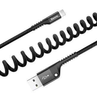 Kabel BASEUS Spring USB-A-Lightning 1m sprężynowy (czarny) - 5