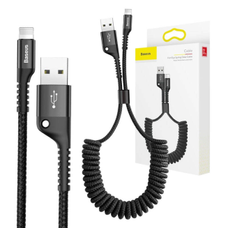Kabel BASEUS Spring USB-A-Lightning 1m sprężynowy (czarny) - 7