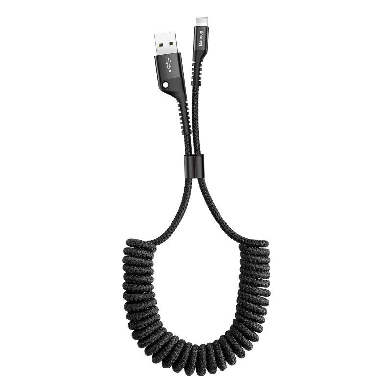 Kabel BASEUS Spring USB-A-Lightning 1m sprężynowy (czarny)