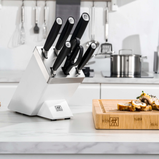 Zestaw 5 noży + nożyce w bloku samoostrzącym Zwilling All * Star White&Silver - 10