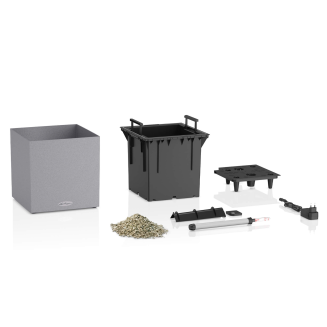 Lechuza Canto Stone 40 LED cube flowerpot, stone gray - 3