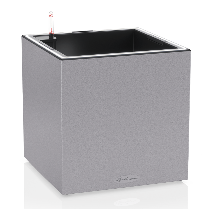 Lechuza Canto Stone 40 LED cube flowerpot, stone gray