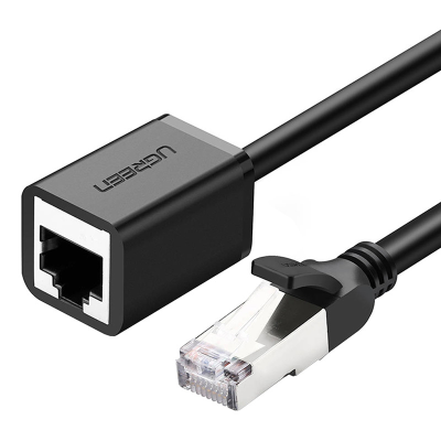 Kabel sieciowy UGREEN NW112 przedłużacz Ethernet RJ45, Cat. 6, FTP, z metalową wtyczną 1m, (czarny)