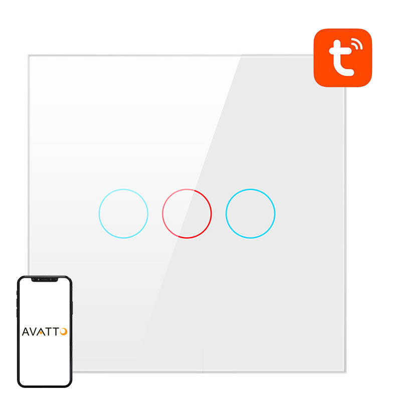  AVATTO TS02-EU-W3 Wi-Fi 3-channel light switch (white)