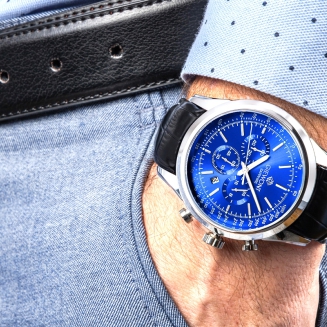 Zegarek Męski Giewont Chronograph Sapphire Srebrno Niebieski GW7650-A3 - 4