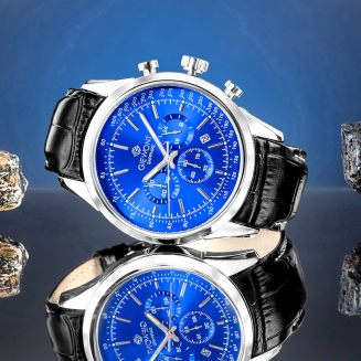 Zegarek Męski Giewont Chronograph Sapphire Srebrno Niebieski GW7650-A3 - 6