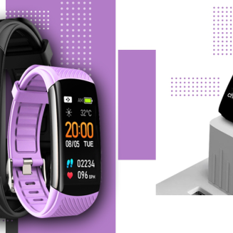 Smartwatch GIEWONT Czarno Jasnofioletowy 2 Paski GW200-8 - 4