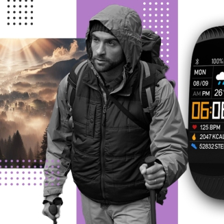 Smartwatch GIEWONT Czarno Jasnofioletowy 2 Paski GW200-8 - 10