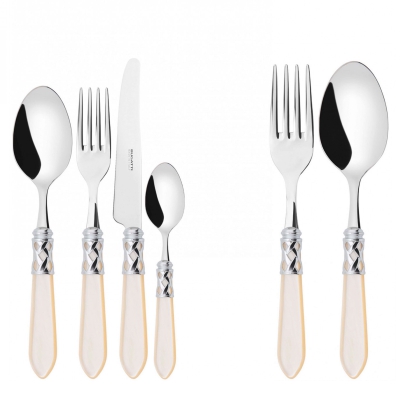 Zestaw sztućców obiadowych w drewnianej skrzyni Casa Bugatti Aladdin Ivory/Steel 50 szt.