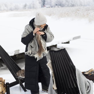 Szal z kieszeniami Lapuan Kankurit Maria grey-white 60x180 cm - 5