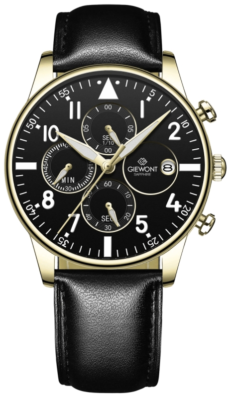 Zegarek Męski Giewont Chronograph Sapphire Czarno Złoty GW5630-A4