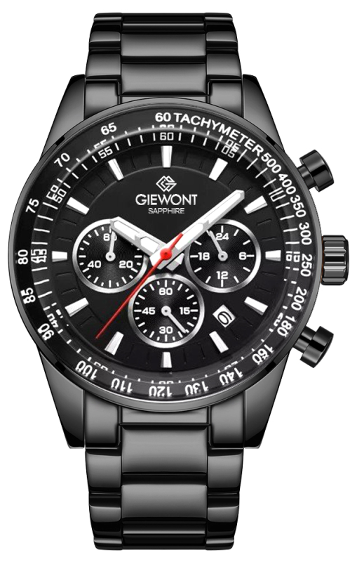 Zegarek Męski Giewont Chronograph Sapphire Czarny GW9140-B2