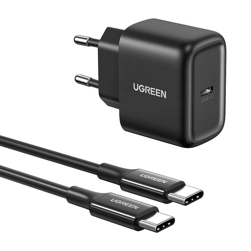 Ładowarka sieciowa UGREEN CD250 25W + USB-C-USB-C 2m (czarna)