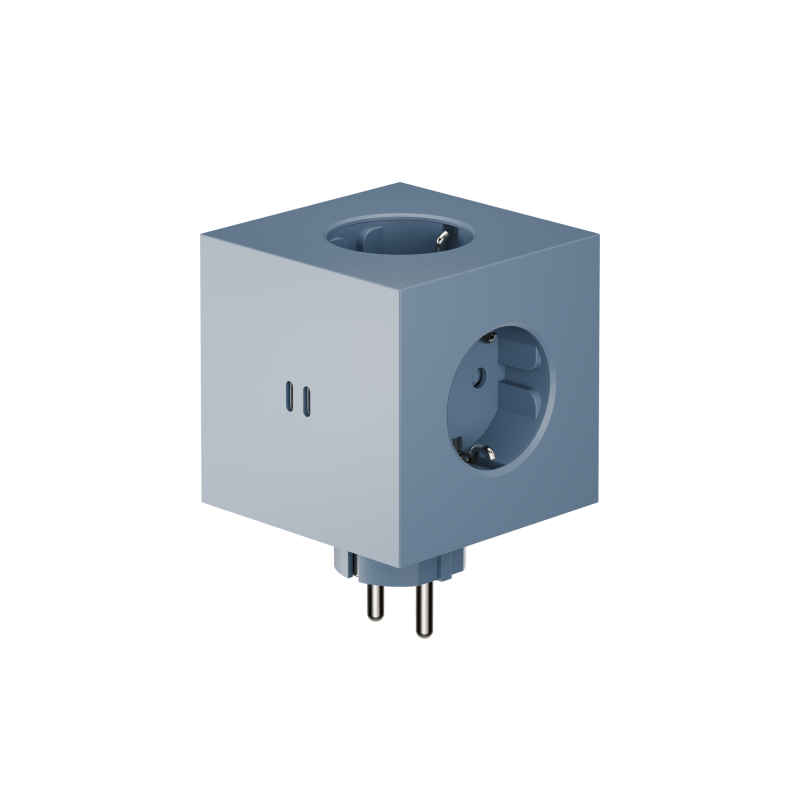 Rozszerzacz gniazd Avolt Square 2 z podwójnym USB-C o mocy 30 W niebieski