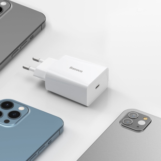 Ładowarka sieciowa Baseus Speed Mini Quick Charger, USB-C, PD, 3A, 20W (biała) - 7