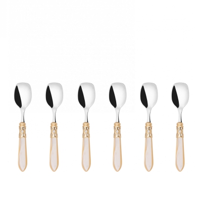 Komplet 6 łyżeczek do cukru/lodów Casa Bugatti Aladdin w prezentowym opakowaniu Ivory/Gold