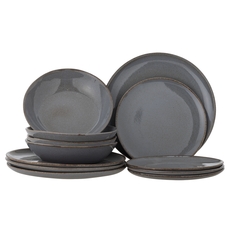 Zestaw porcelany obiadowy Bloomingville Sandrine Grey 12 szt.