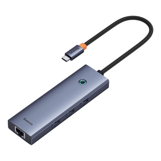 Hub 6w1 Baseus UltraJoy  USB-C do HDMI4K@30Hz+3xUSB 3.0+PD+RJ45 (szary) - 3