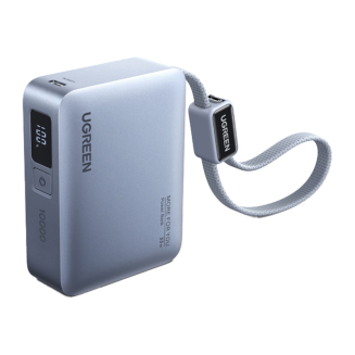 Powerbank 10000mAh Ugreen PB584, USB + USB-C, 33W, wbudowany kabel (szary) - 2