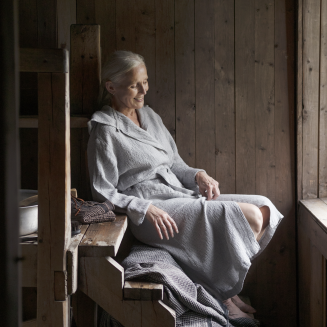  Lapuan Kankurit Terva bathrobe with hood white-gray M - 4