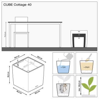  Lechuza Cube Cottage 30 planter | 40 | 50 granite - 7