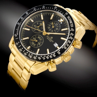 Zegarek Męski Giewont Chronograph Sapphire Złoto Czarny GW8720-B4 - 2