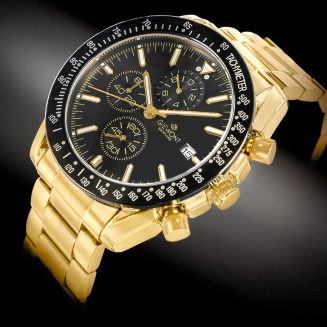 Zegarek Męski Giewont Chronograph Sapphire Złoto Czarny GW8720-B4 - 2