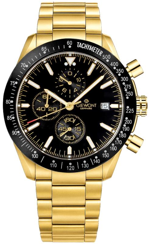 Zegarek Męski Giewont Chronograph Sapphire Złoto Czarny GW8720-B4