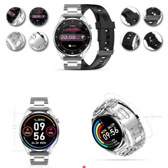 Smartwatch GIEWONT Vertex SmartCall GW450-4 Silver/Carbon Silikon - 2