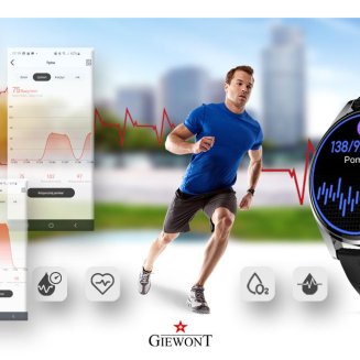 Smartwatch GIEWONT Vertex SmartCall GW450-4 Silver/Carbon Silikon - 8