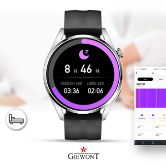 Smartwatch GIEWONT Vertex SmartCall GW450-4 Silver/Carbon Silikon - 9