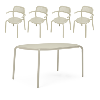 ZESTAW: Stół ogrodowy Fatboy Tavolo Toní + 4 x Fotel ogrodowy Fatboy Armchair Toní - 2