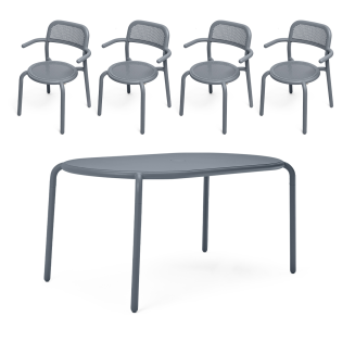ZESTAW: Stół ogrodowy Fatboy Tavolo Toní + 4 x Fotel ogrodowy Fatboy Armchair Toní - 2