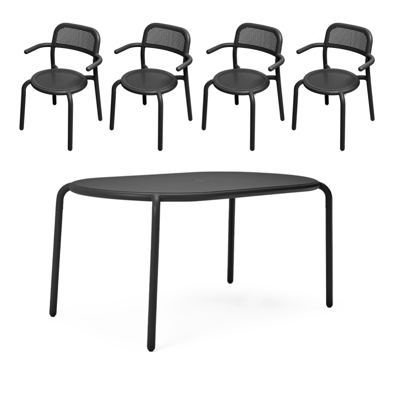 ZESTAW: Stół ogrodowy Fatboy Tavolo Toní + 4 x Fotel ogrodowy Fatboy Armchair Toní