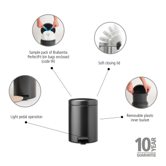 Kosz łazienkowy Brabantia NewIcon 5l Confident Grey - 13