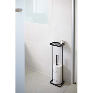  Yamazaki Tower toilet paper stand with shelf, black - 2