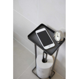  Yamazaki Tower toilet paper stand with shelf, black - 3