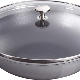 Wok żeliwny z pokrywką Staub - 30 cm, Grafitowy - 2