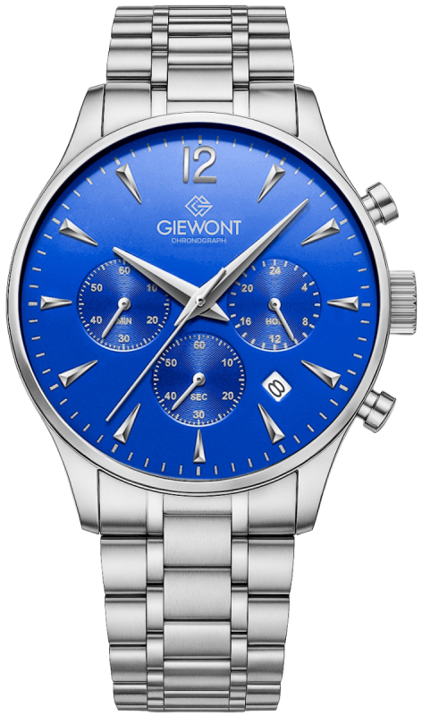 Zegarek Męski Giewont Chronograph Sapphire Srebrno Niebieski GW6310-B3