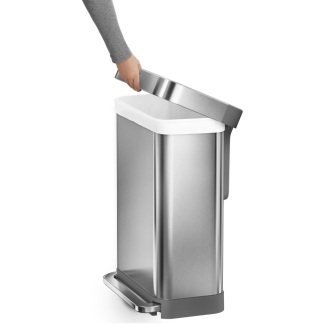 Kosz z kieszenią na worki Simplehuman 45l biały stalowy - 6