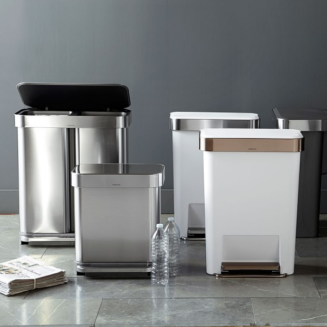 Kosz z kieszenią na worki Simplehuman 45l biały stalowy - 9