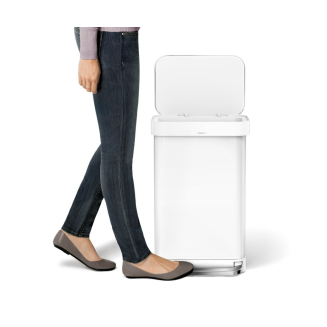 Kosz z kieszenią na worki Simplehuman 45l biały stalowy - 2