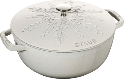  Round snowflake cast iron pot Staub - White, 3.6 ltr